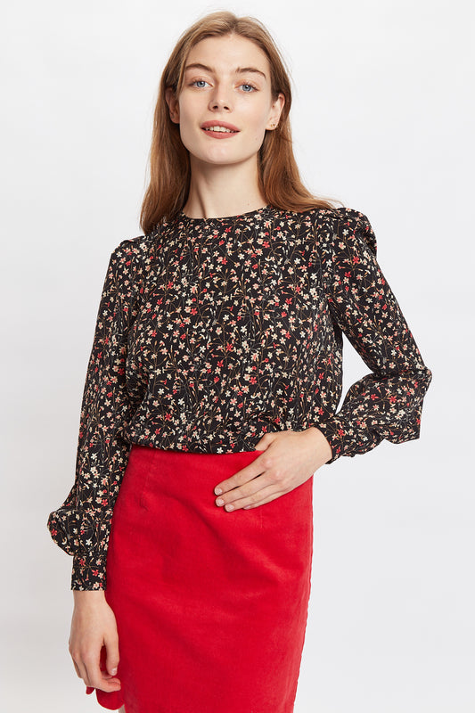 Lima Wax Flower Print Long Sleeve Blouse