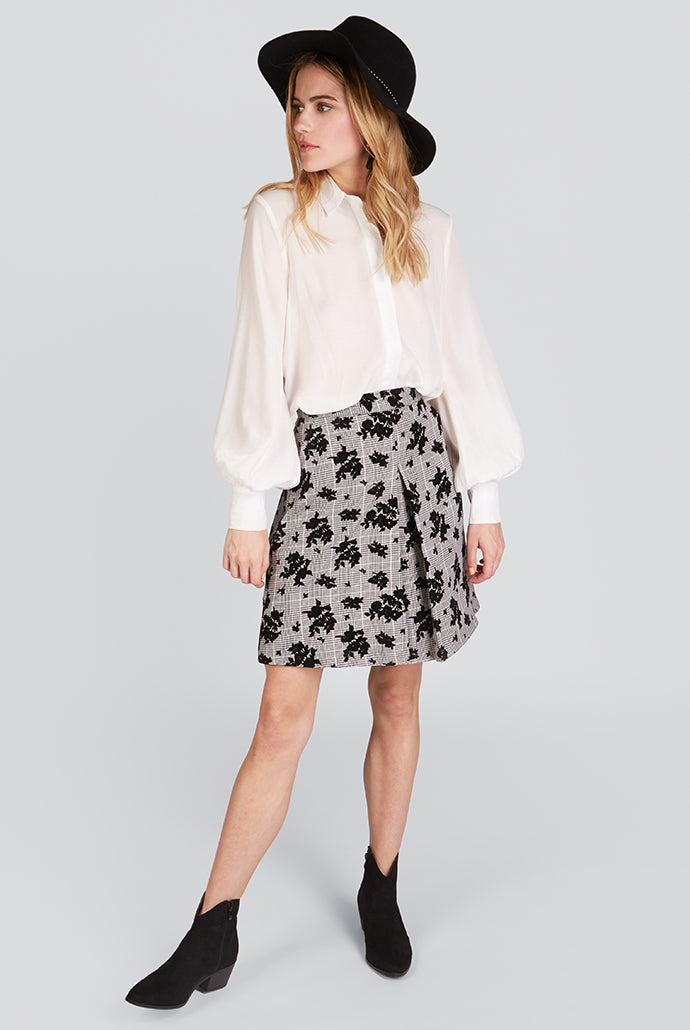 Lamont Flock Print Mini Skirt