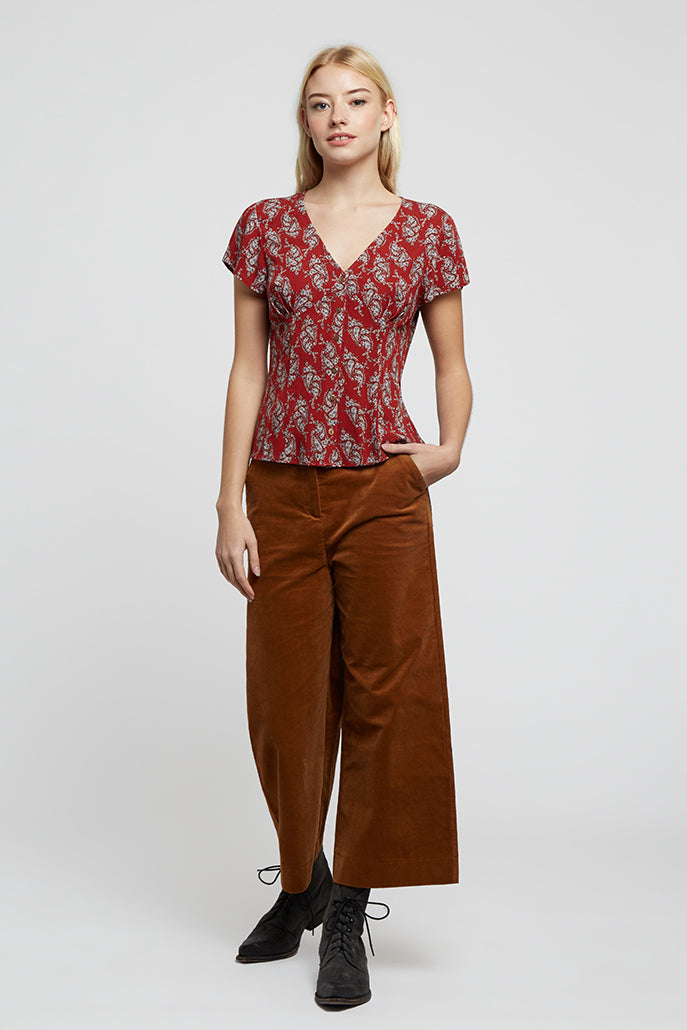 Lorenza Paisley Button Down Top