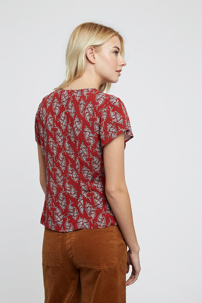 Lorenza Paisley Button Down Top