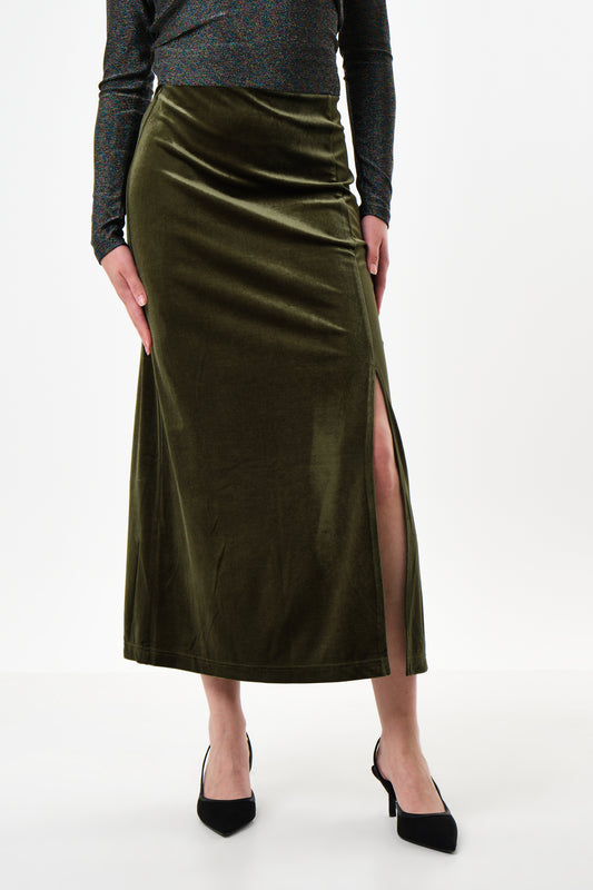 Mahee Velvet Midaxi Skirt - Sage