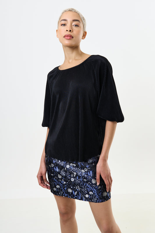 Mayanna Pleat 3/4 Sleeve Top - Black