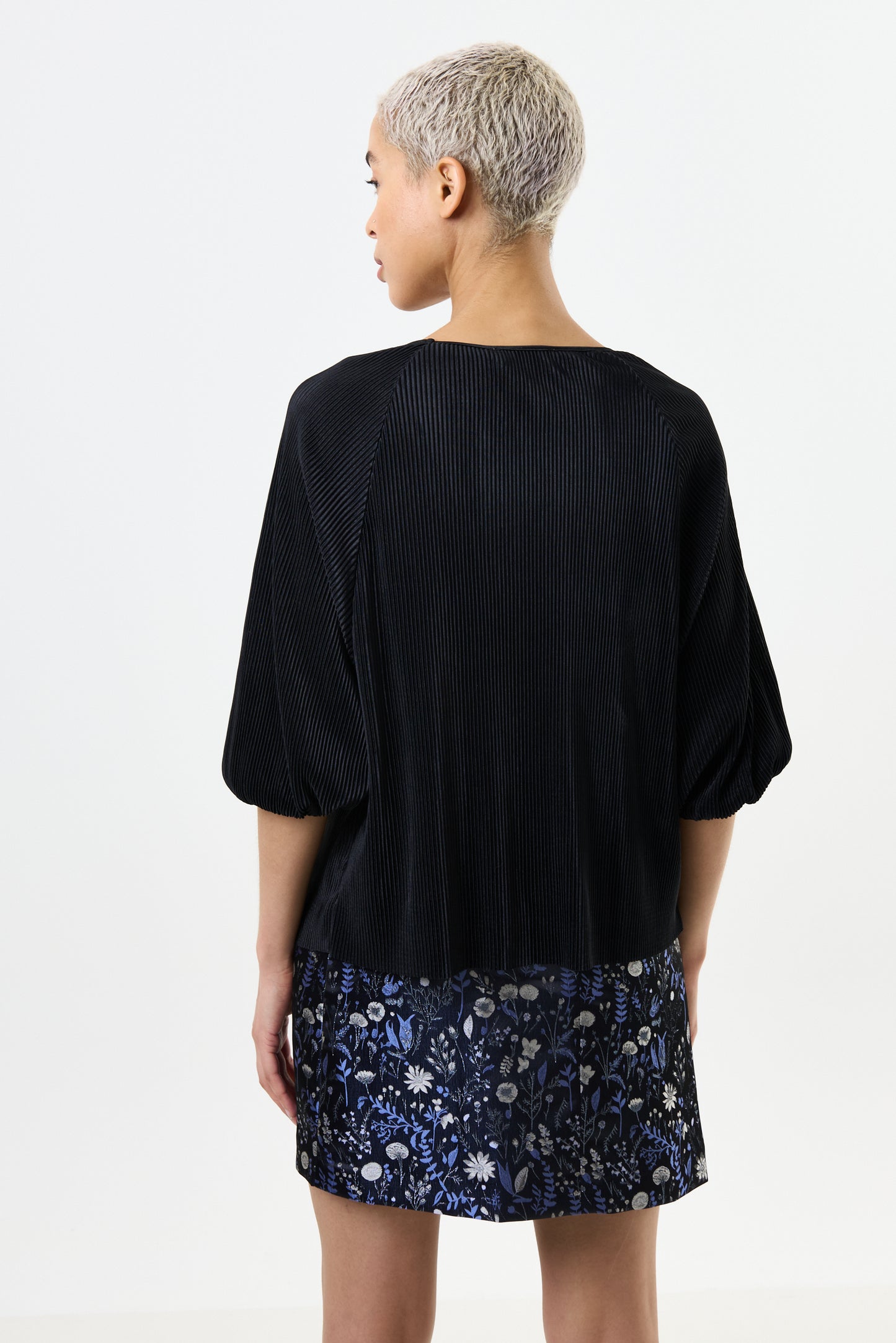 Mayanna Pleat 3/4 Sleeve Top - Black