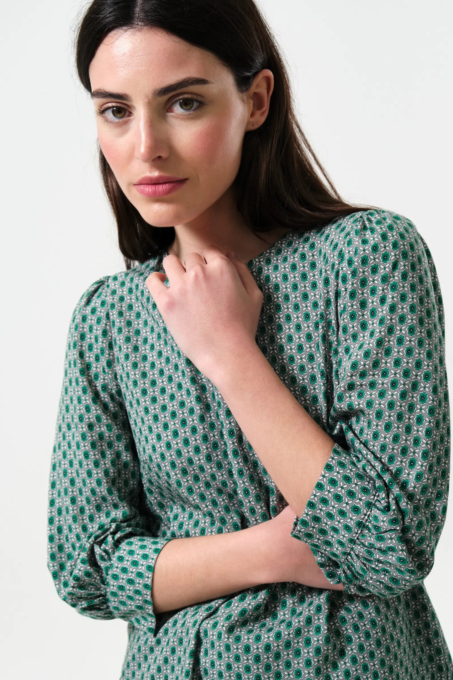 Mellie Flower Tile Print Blouse