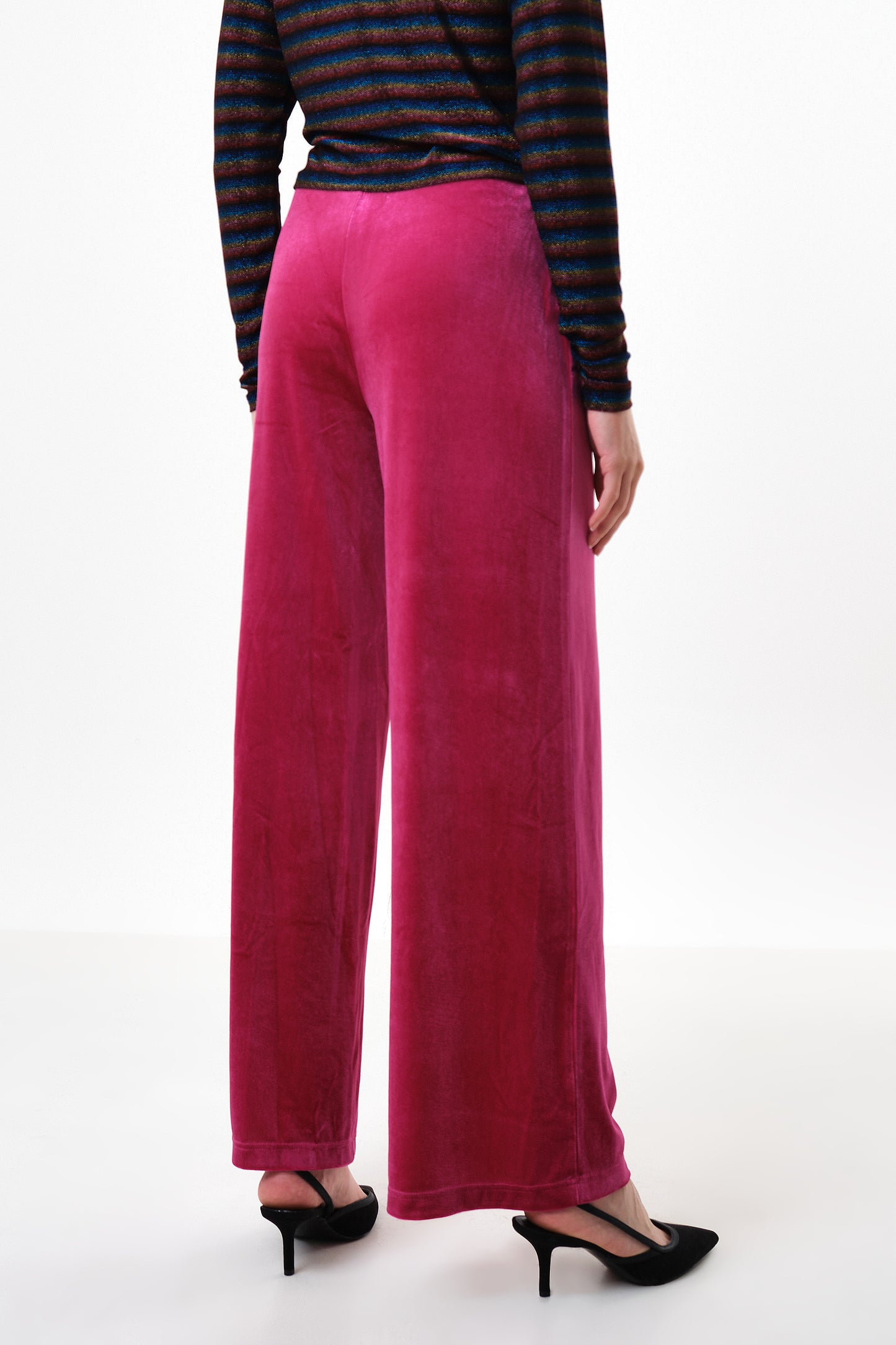 Melvin Velvet Wide Leg Trousers - Pink