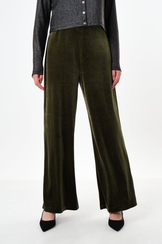 Melvin Velvet Wide Leg Trousers - Sage