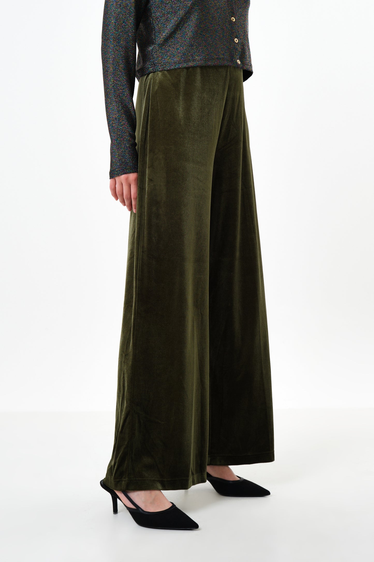 Melvin Velvet Wide Leg Trousers - Sage