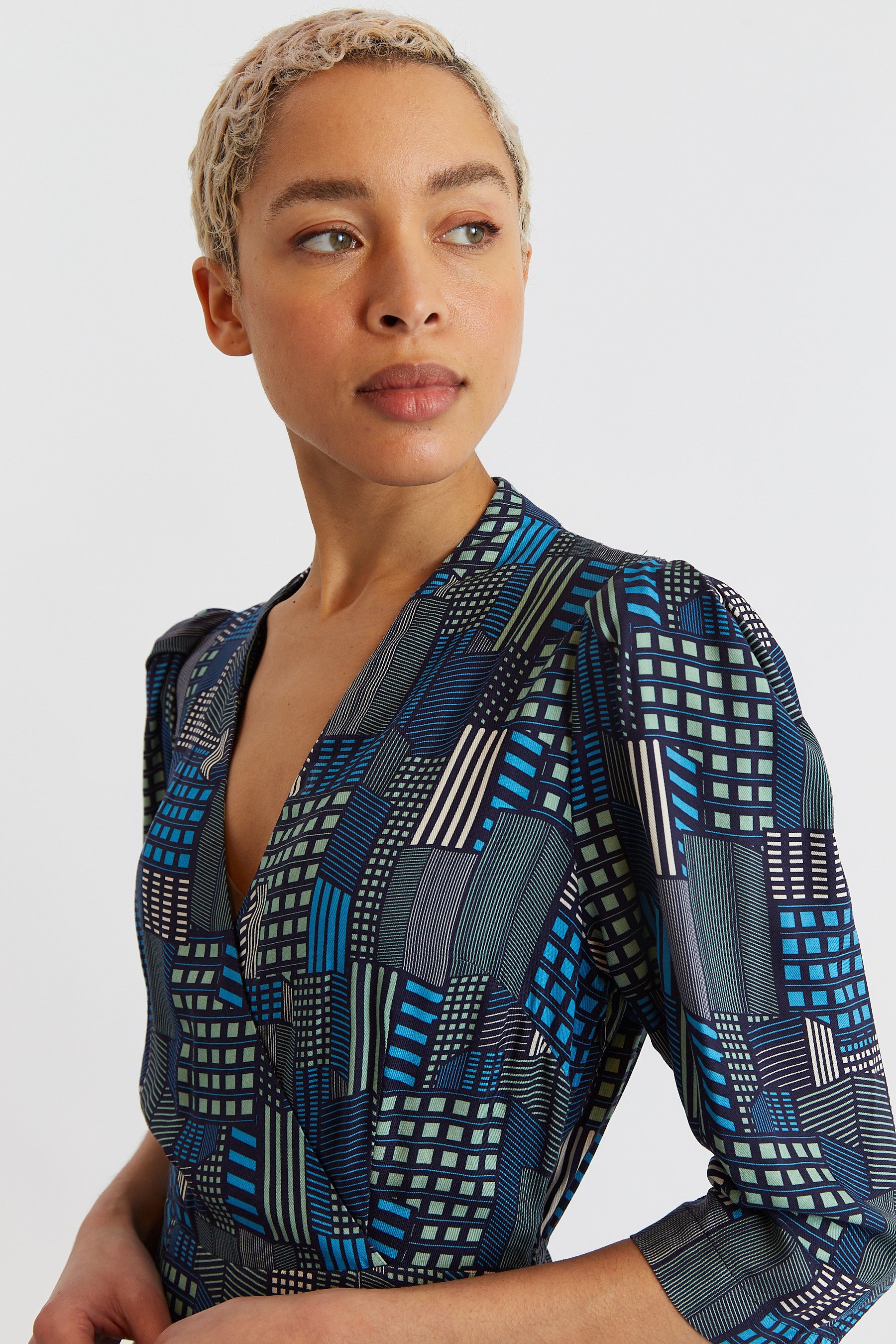 Joy Geometric Printed Midi Shirt Dress