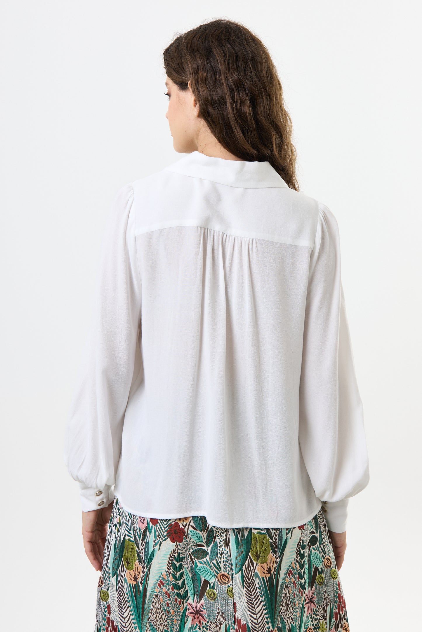 Octavia Moss Crepe Petal Collar Off-White Blouse