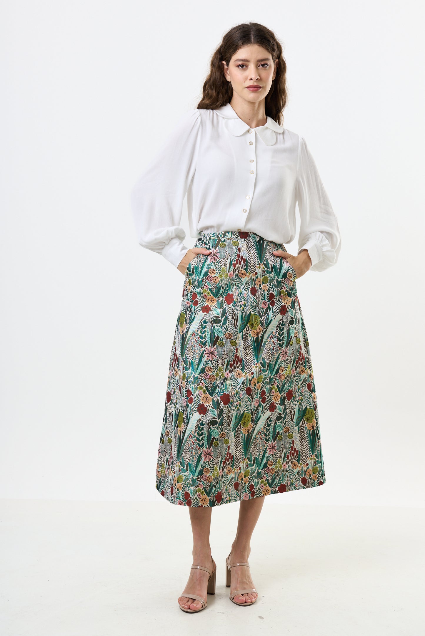 Octavia Moss Crepe Petal Collar Off-White Blouse