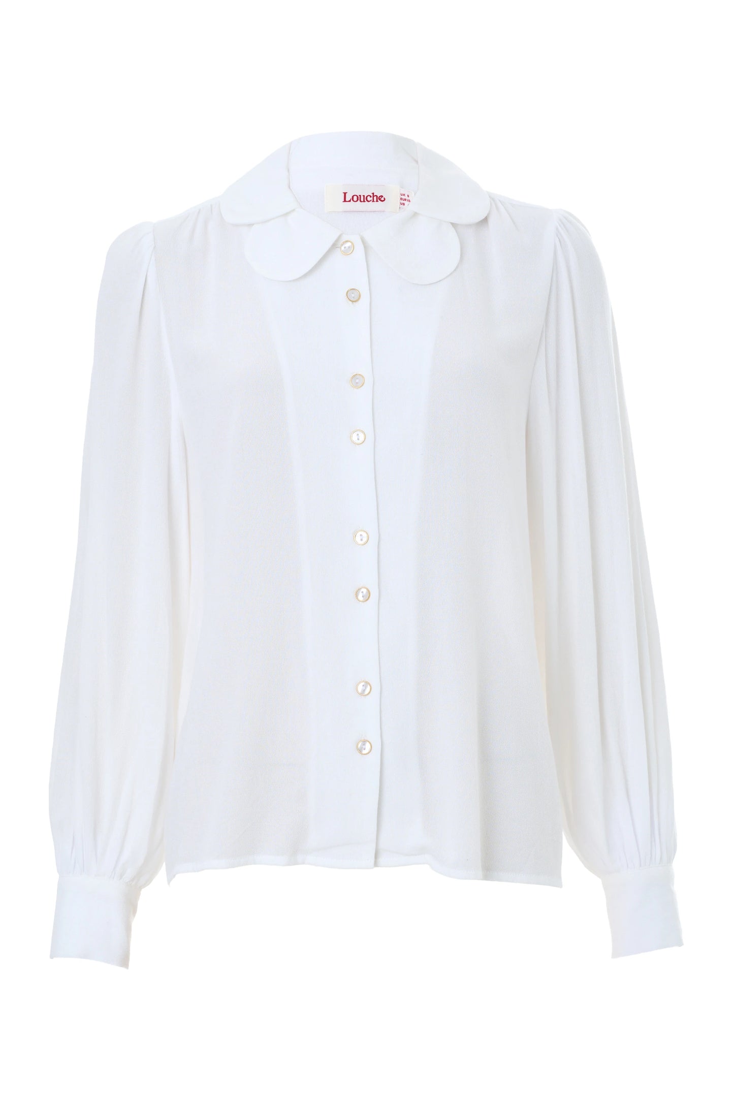 Octavia Moss Crepe Petal Collar Off-White Blouse