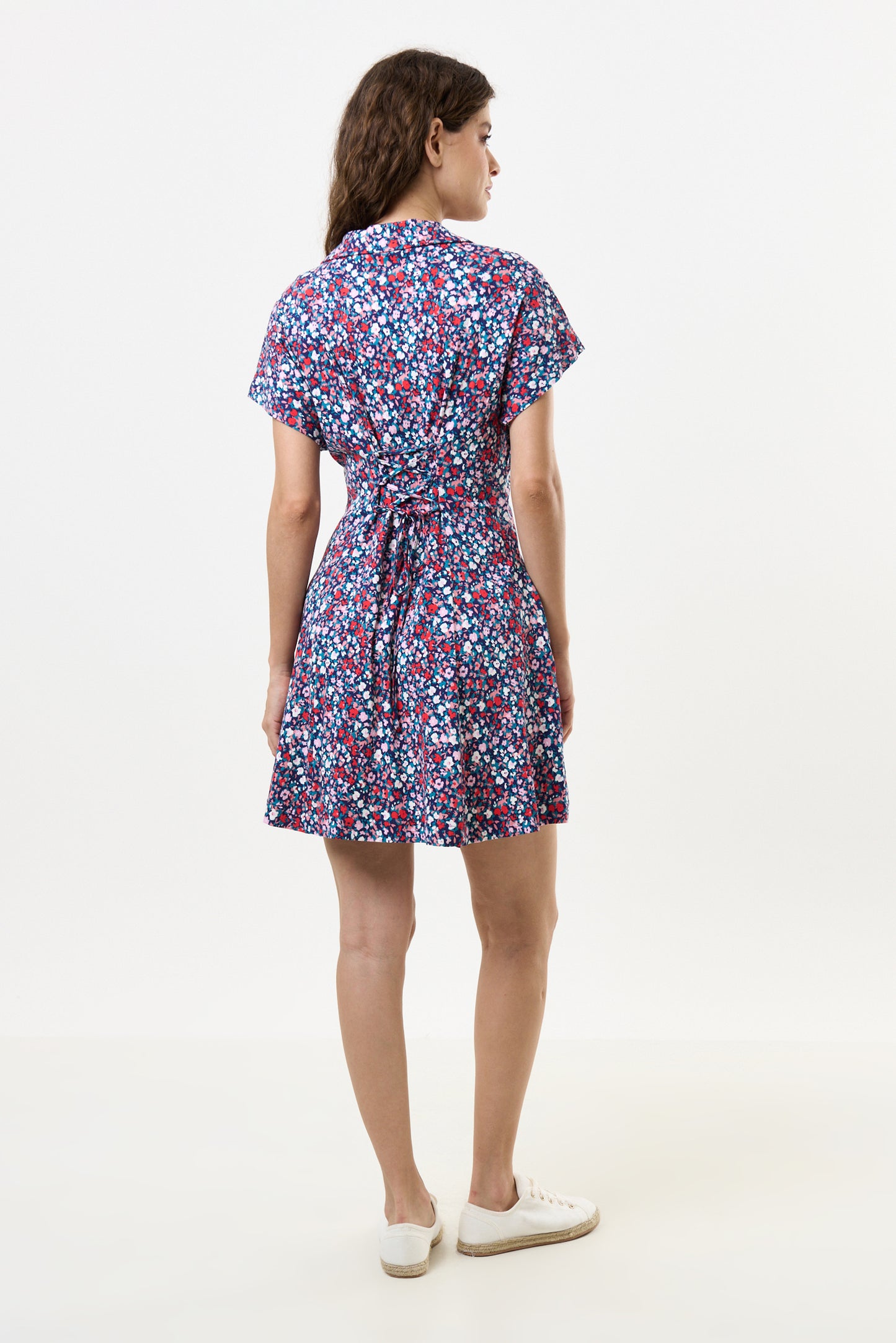 Prudence Tutti Frutti Print Laced Back Mini Dress