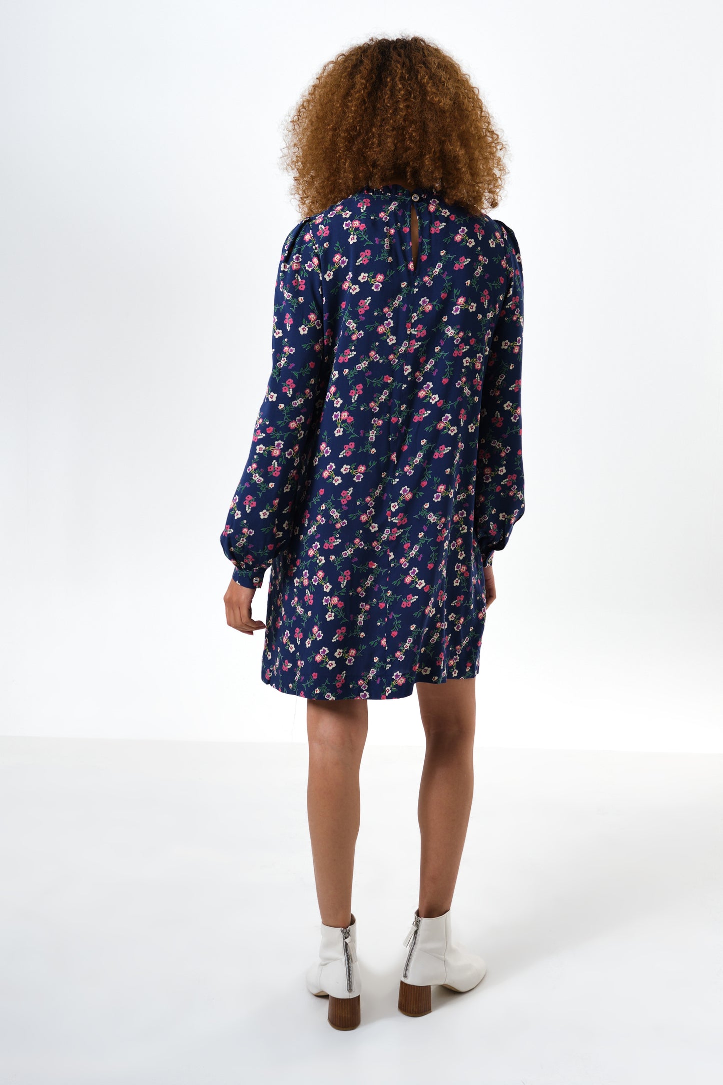 Sola Naïve Posy Print Long Sleeve Mini Dress - Navy