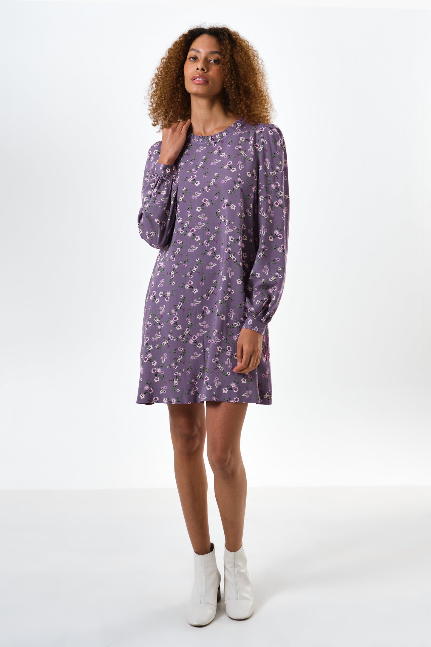 Sola Naïve Posy Print Long Sleeve Mini Dress - Violet