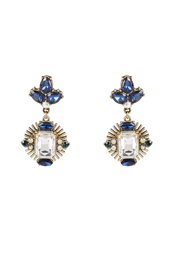 Stephanie Navy Jewel Drop Earrings