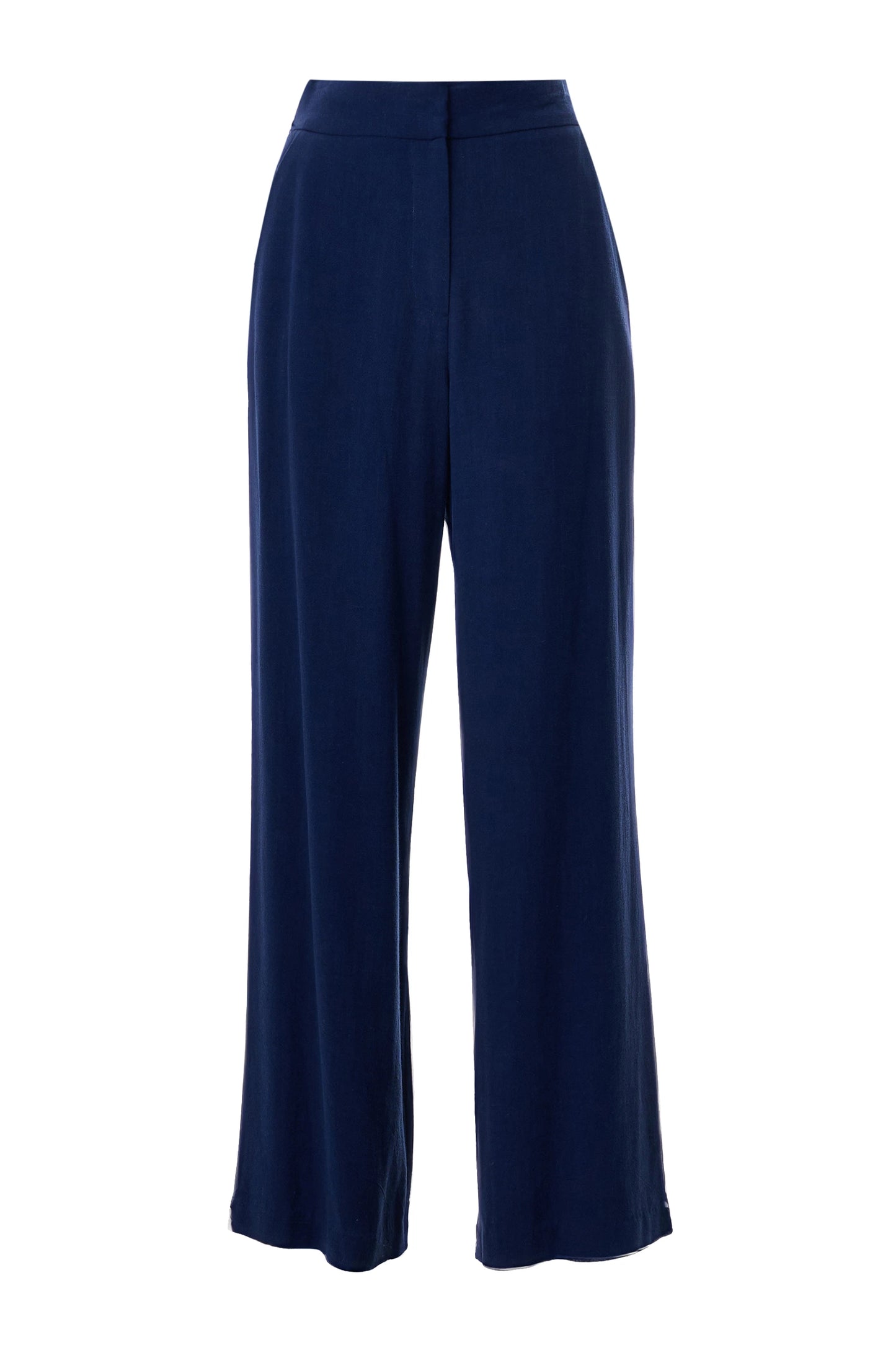 Tilde Linen Mix Wide Leg Trousers - Navy