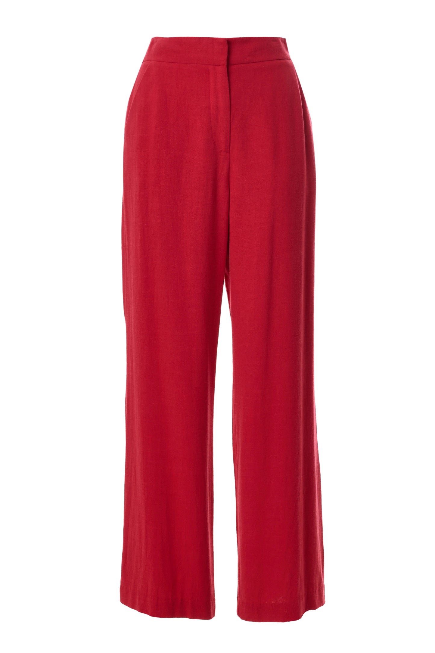 Tilde Linen Mix Wide Leg Trousers - Red