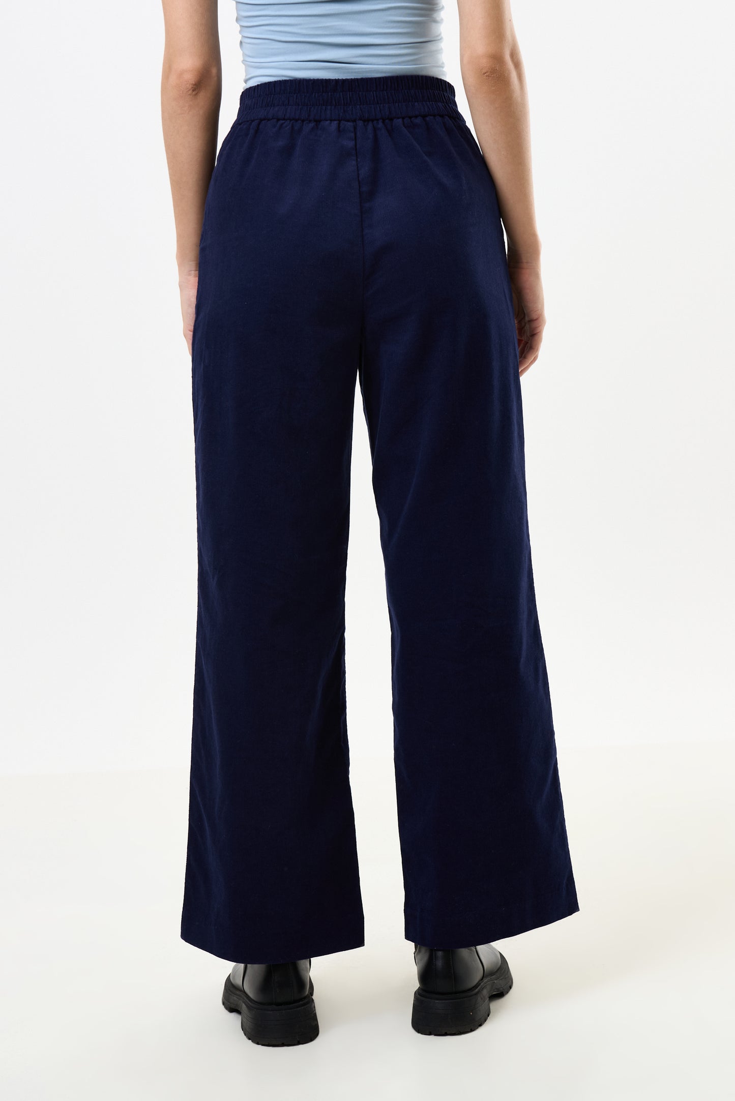 Tilde Lightweight Baby Cord Wide Leg Trousers - Navy