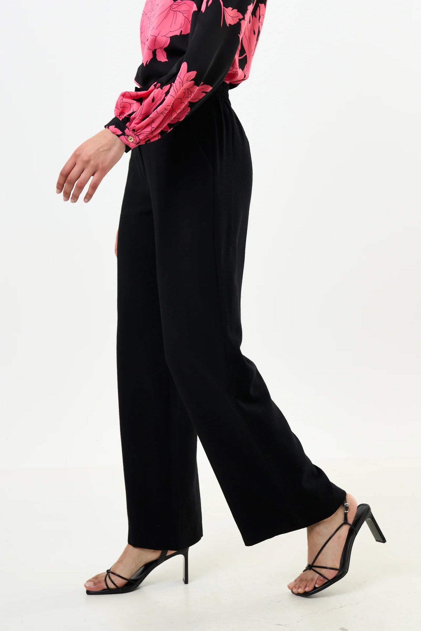 Tilde Linen Mix Wide Leg Trousers - Black