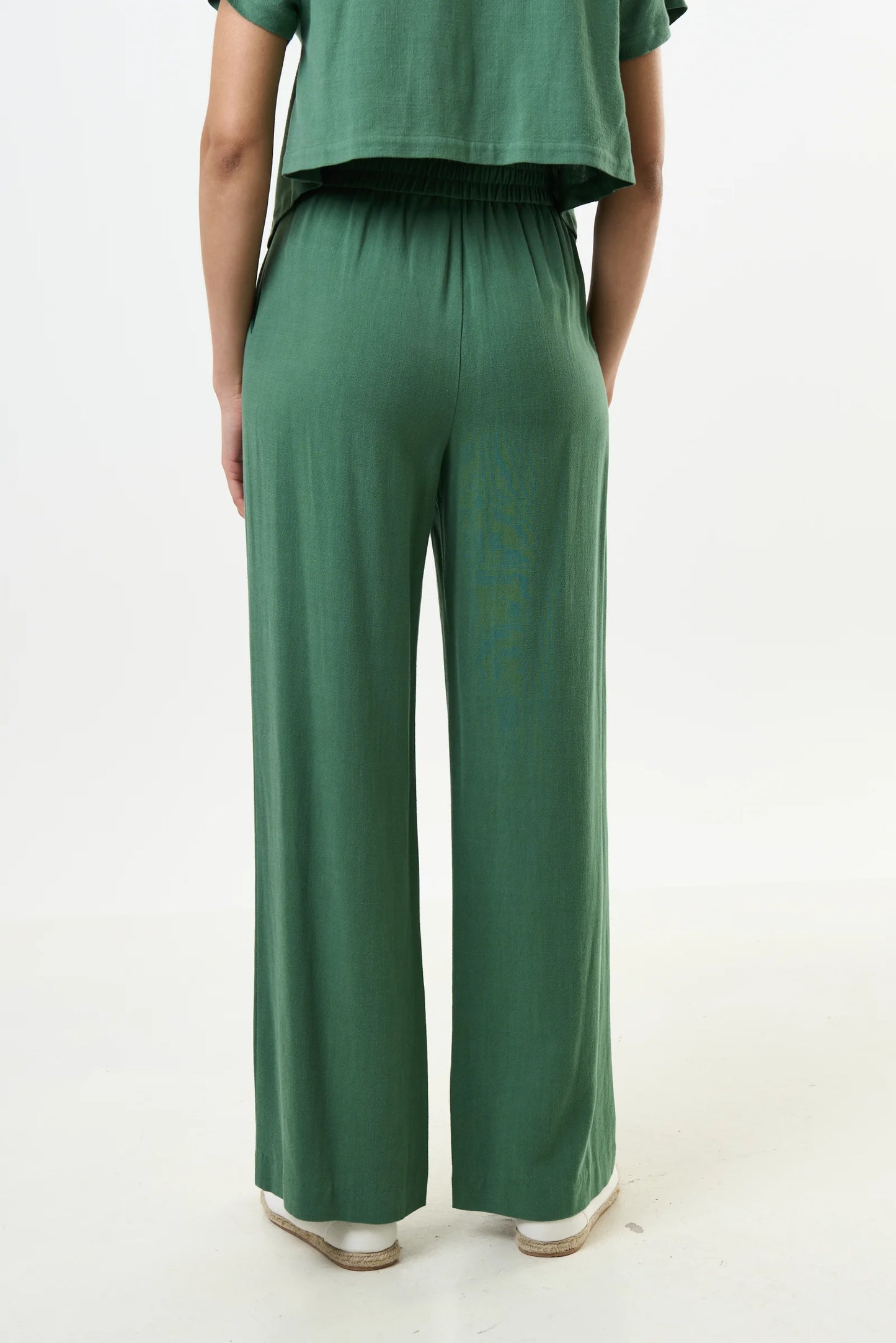 Tilde Linen Mix Wide Leg Trouser - Green