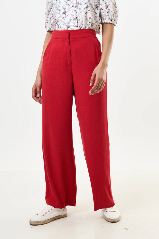 Tilde Linen Mix Wide Leg Trousers - Red