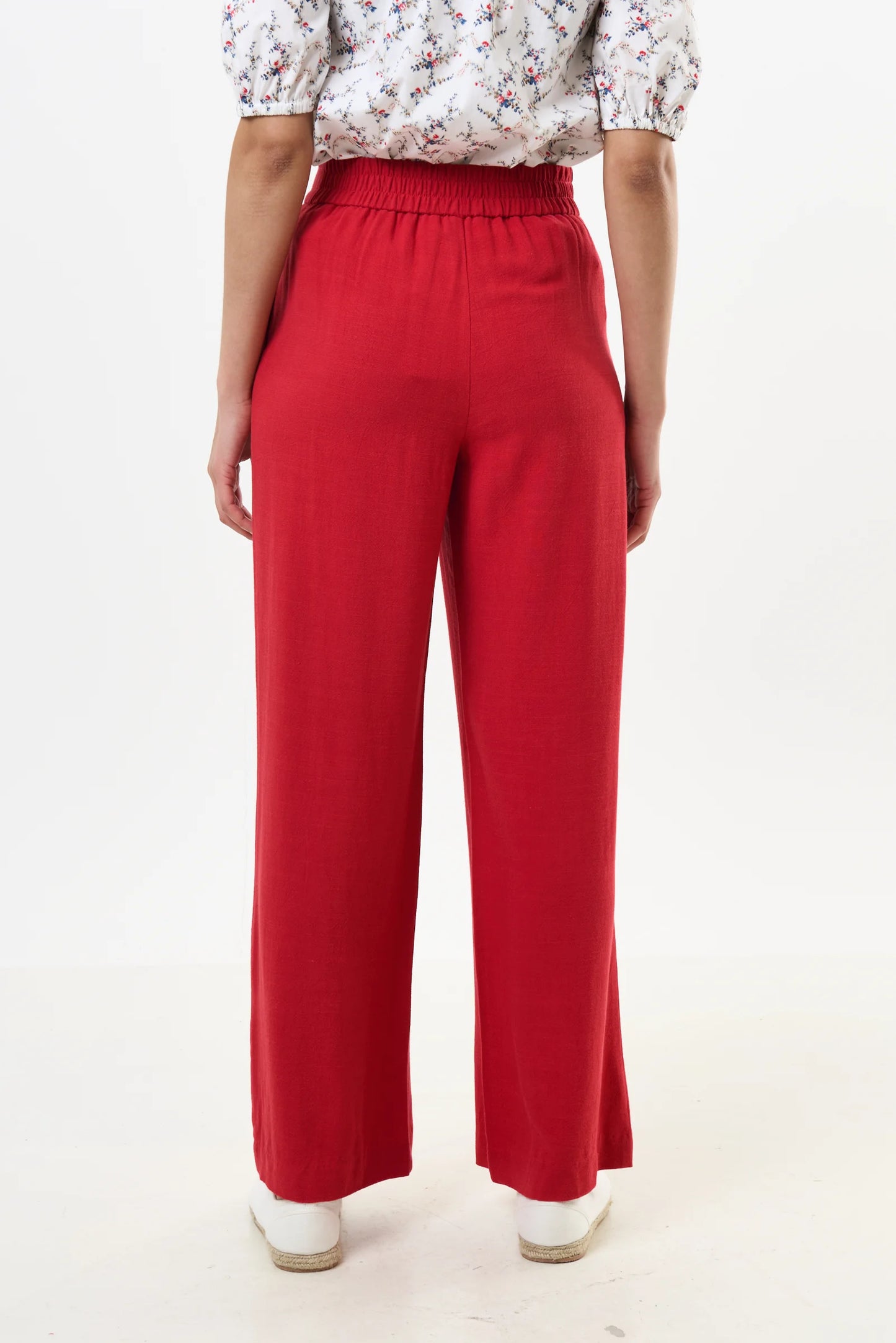 Tilde Linen Mix Wide Leg Trousers - Red