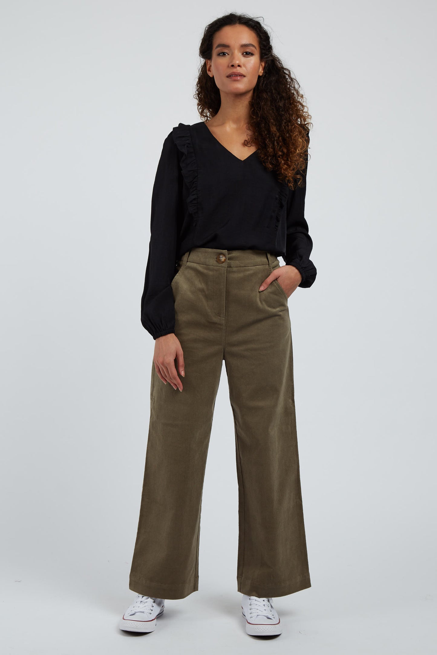 Tim Baby Cord Wide Leg Trouser Khaki