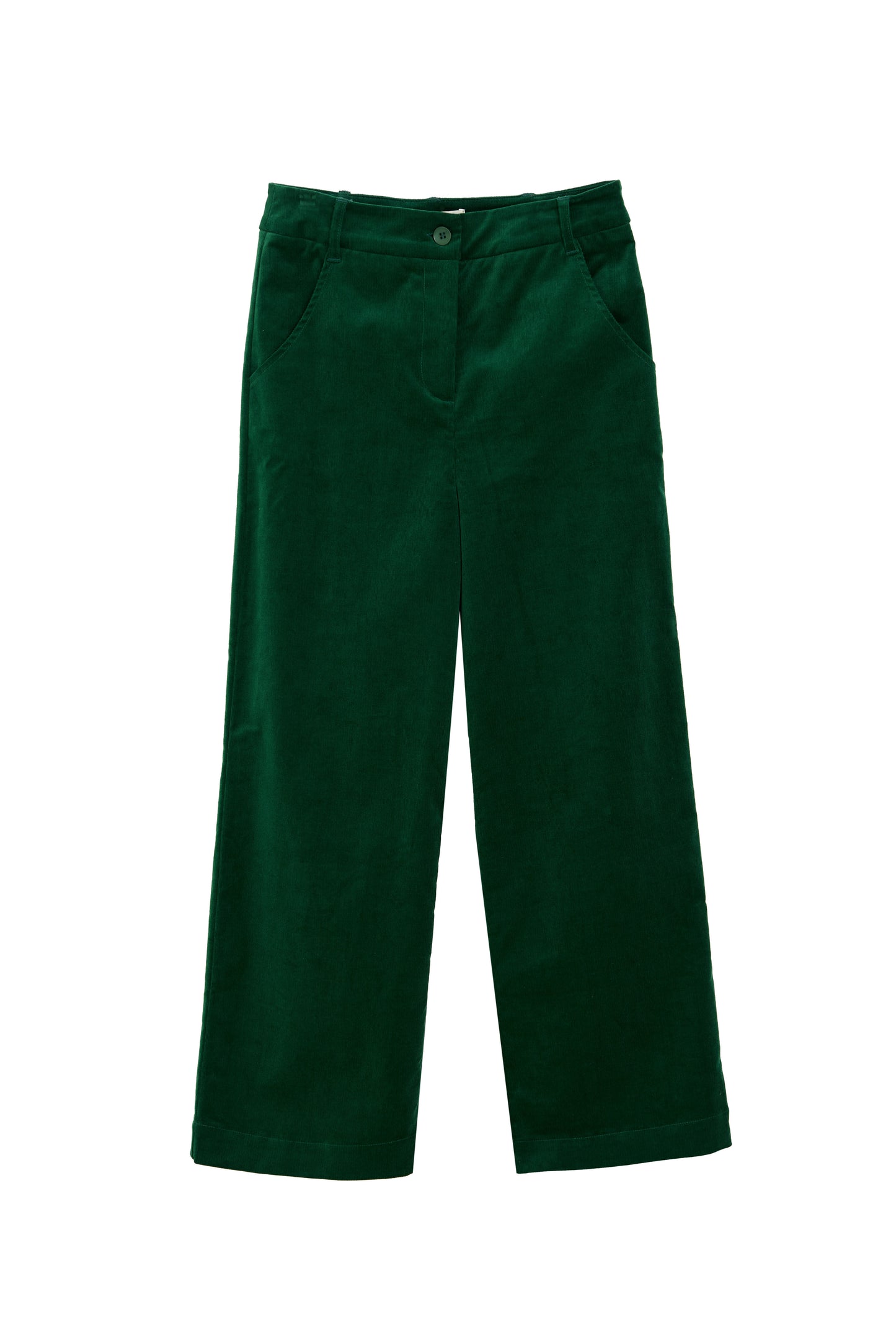 Tim Baby Cord Straight Cut Trousers - Dark Green