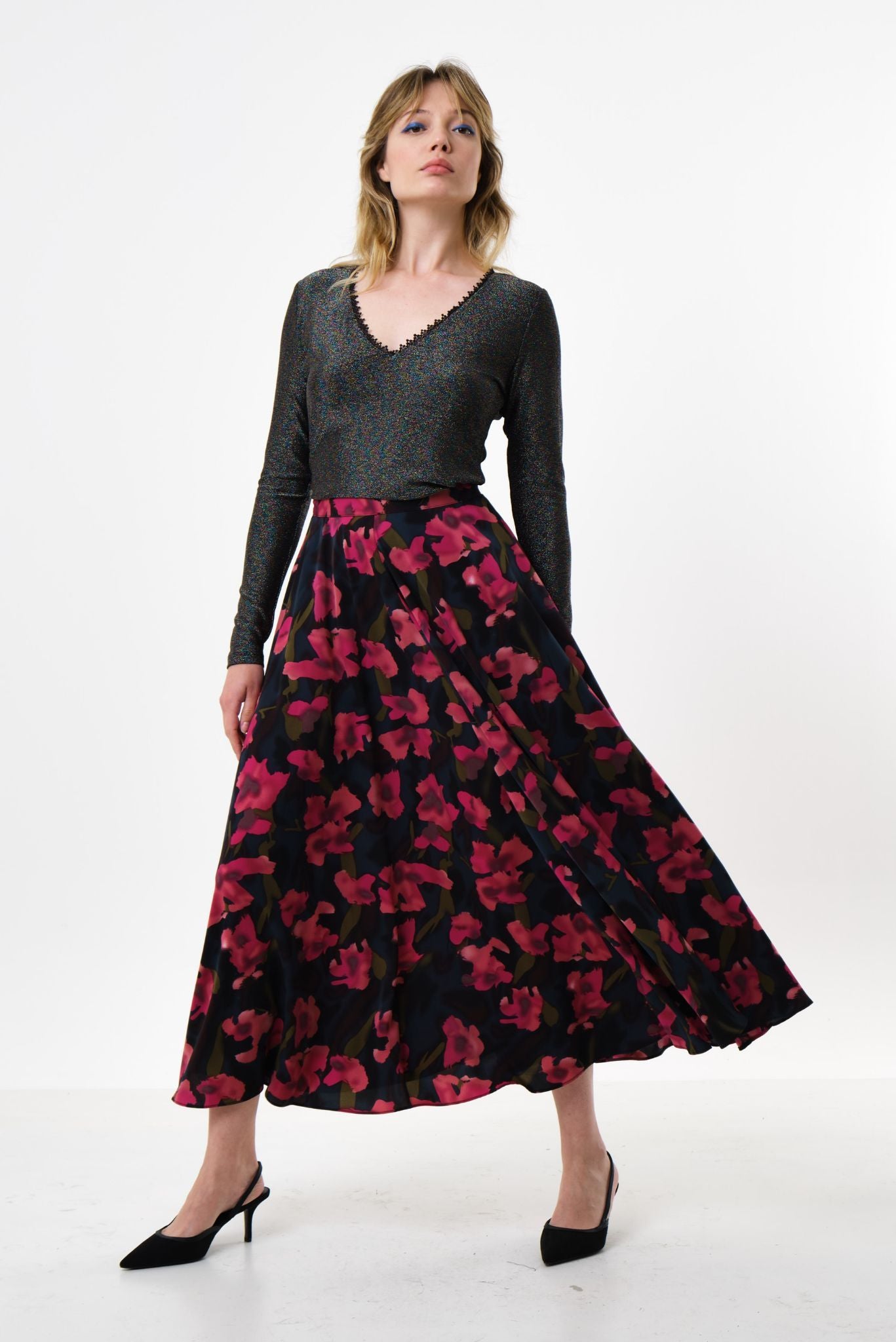 Anza Watermark Floral Print Midaxi Skirt