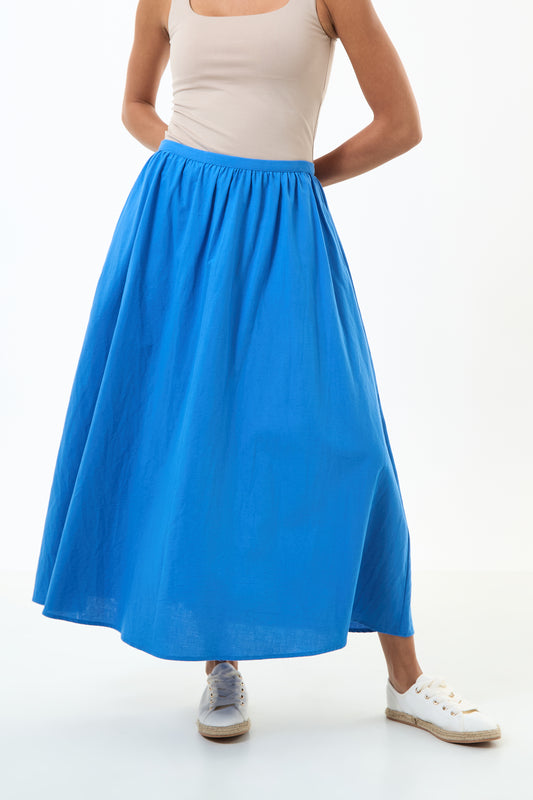 Zoeline Recycled Cotton Midaxi Skirt - Blue