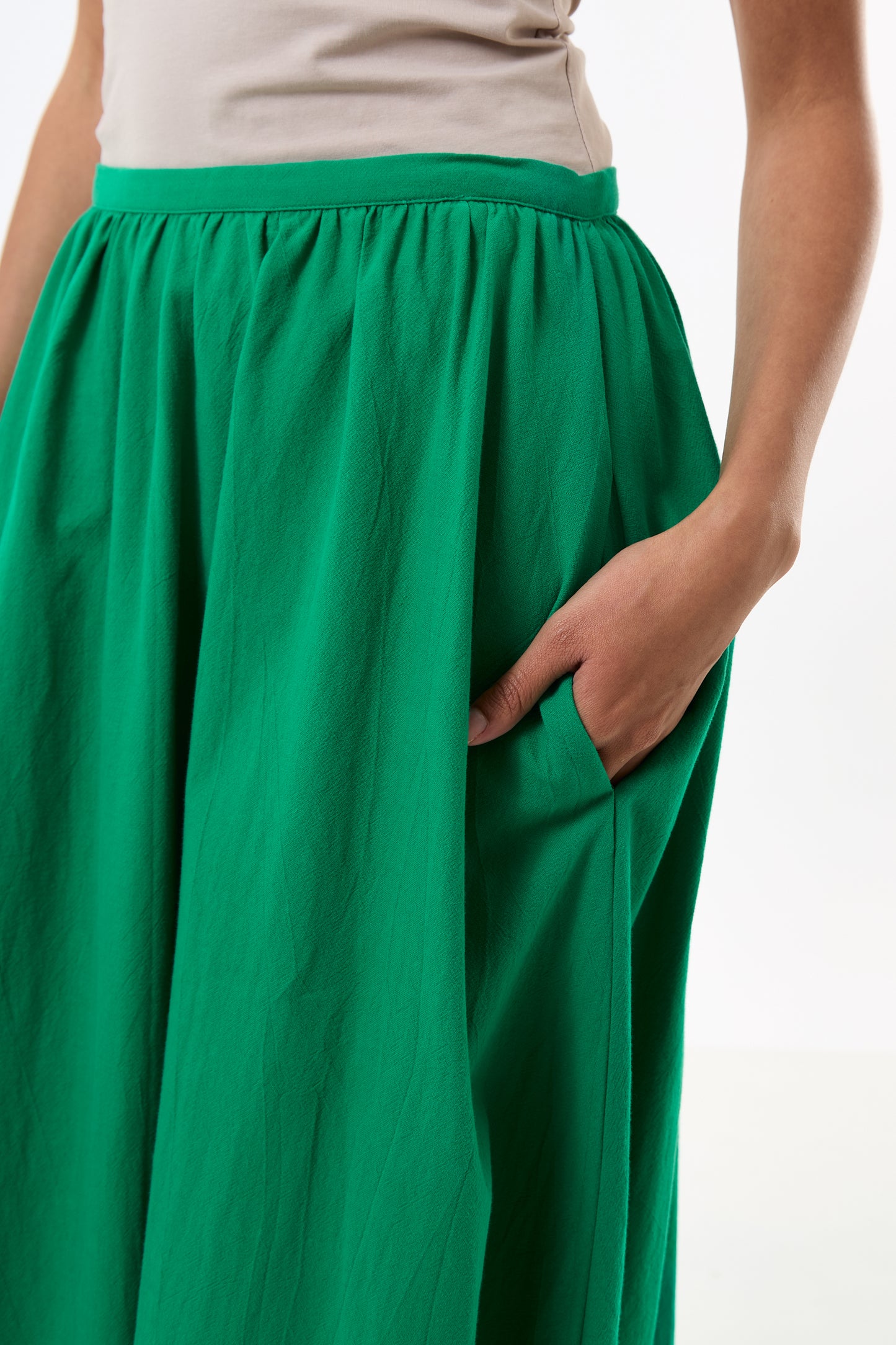 Zoeline Recycled Cotton Midaxi Skirt - Green
