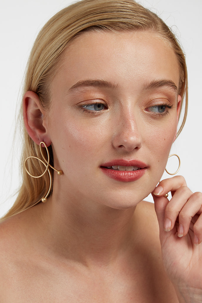 Zina Swirl Statement Gold Earrings