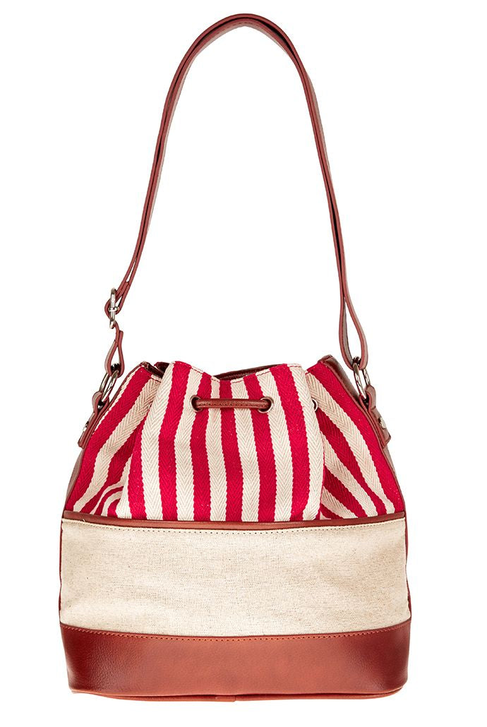 Southampton Red & White Stripe Bucket Bag