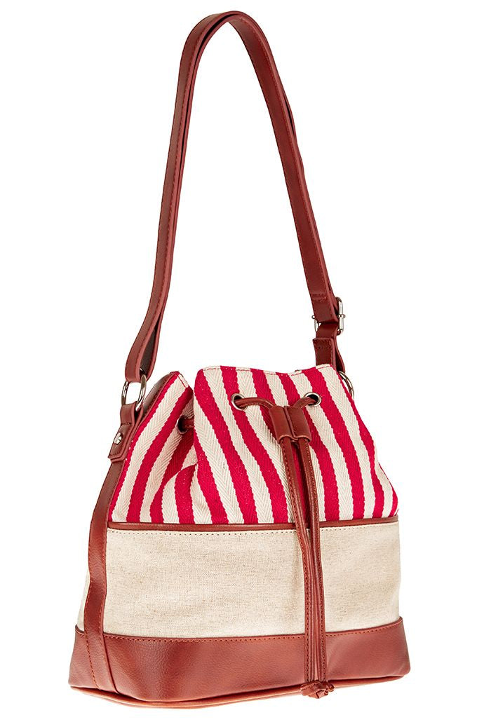 Southampton Red & White Stripe Bucket Bag