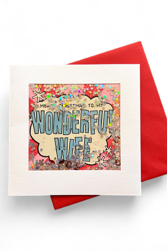 Wonderful Wife Glitter Christmas Card