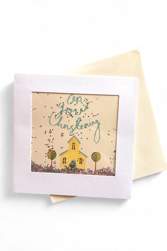 On Your Christening Glitter Card