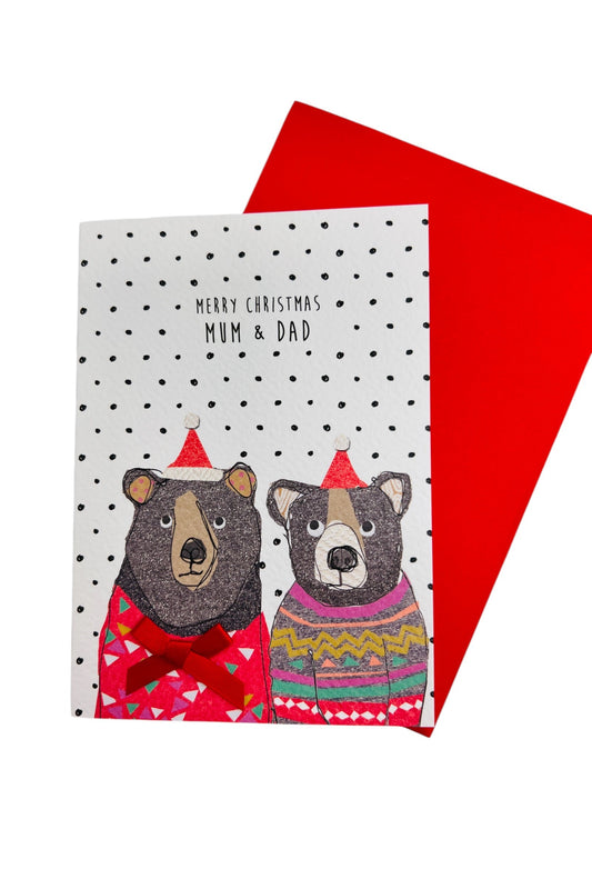 Merry Christmas Mum & Dad Bears Card