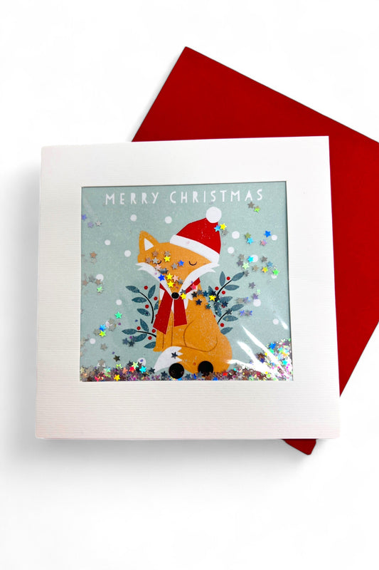 Merry Christmas Glitter Fox Card