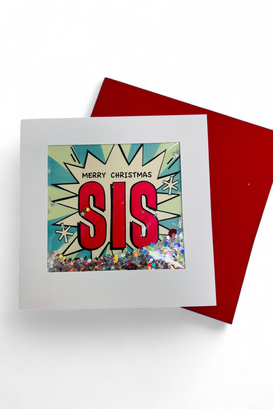 Merry Christmas Sis Glitter Card