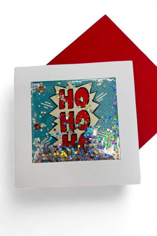 Ho Ho Ho Glitter Christmas Card