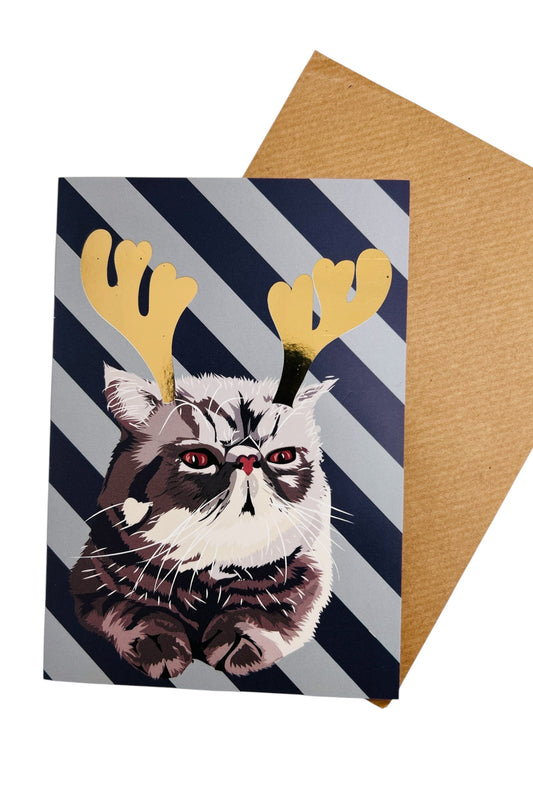 Reindeer Cat Christmas Card