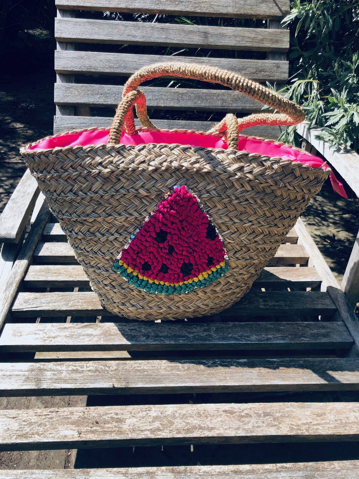 Louche Winnie Straw Bag With Watermelon