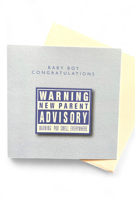 Warning New Baby Boy Card