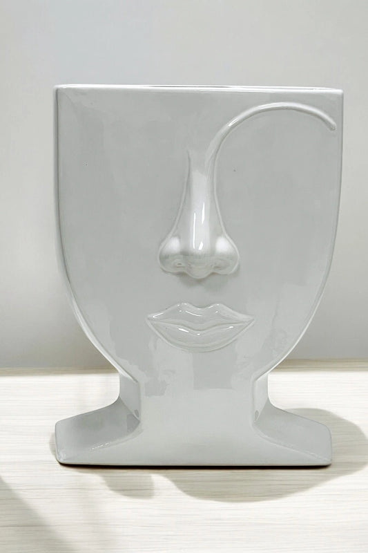 Large Woman Relief Face Vase