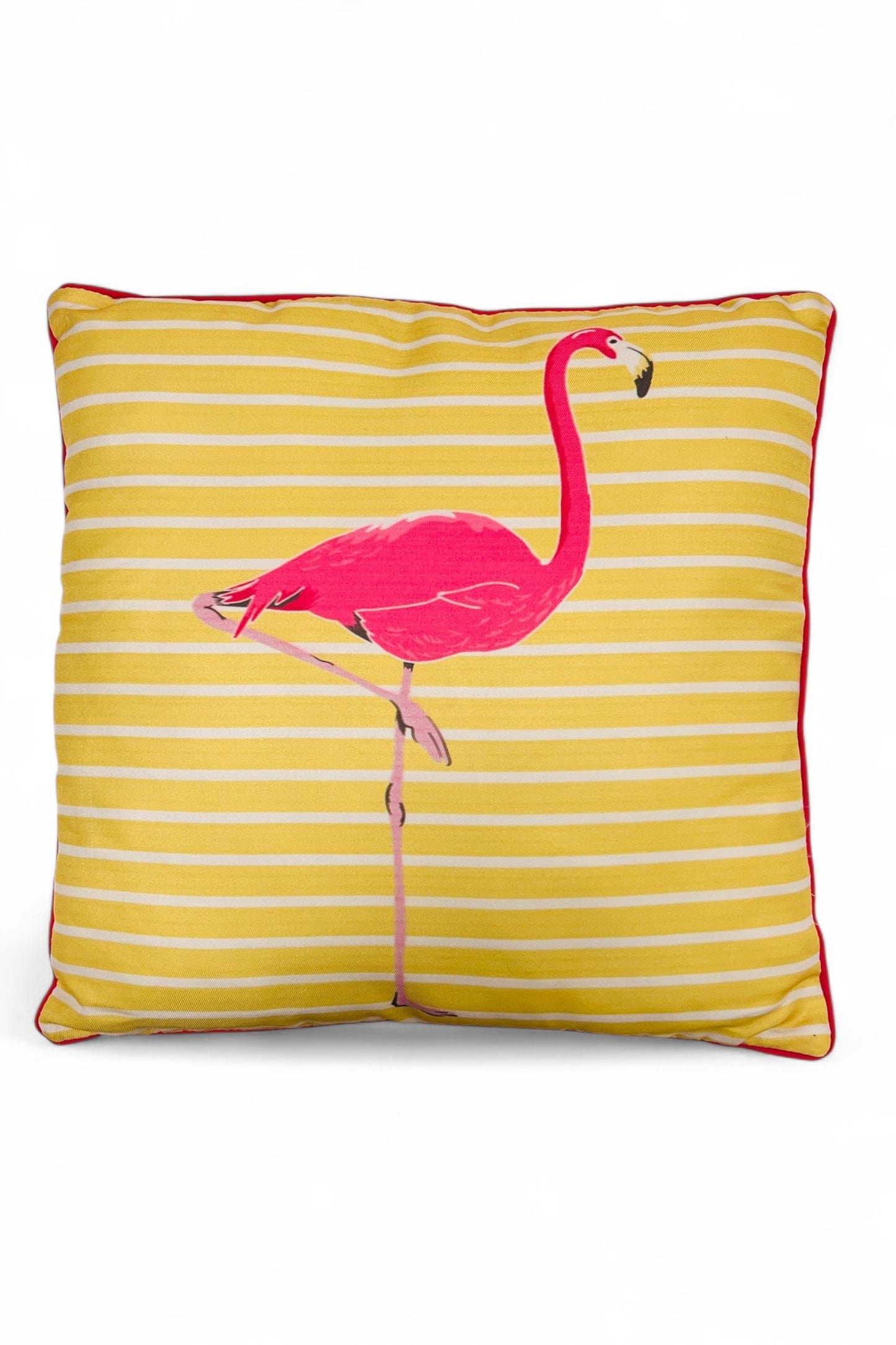 Pink Flamingo Yellow Cushion