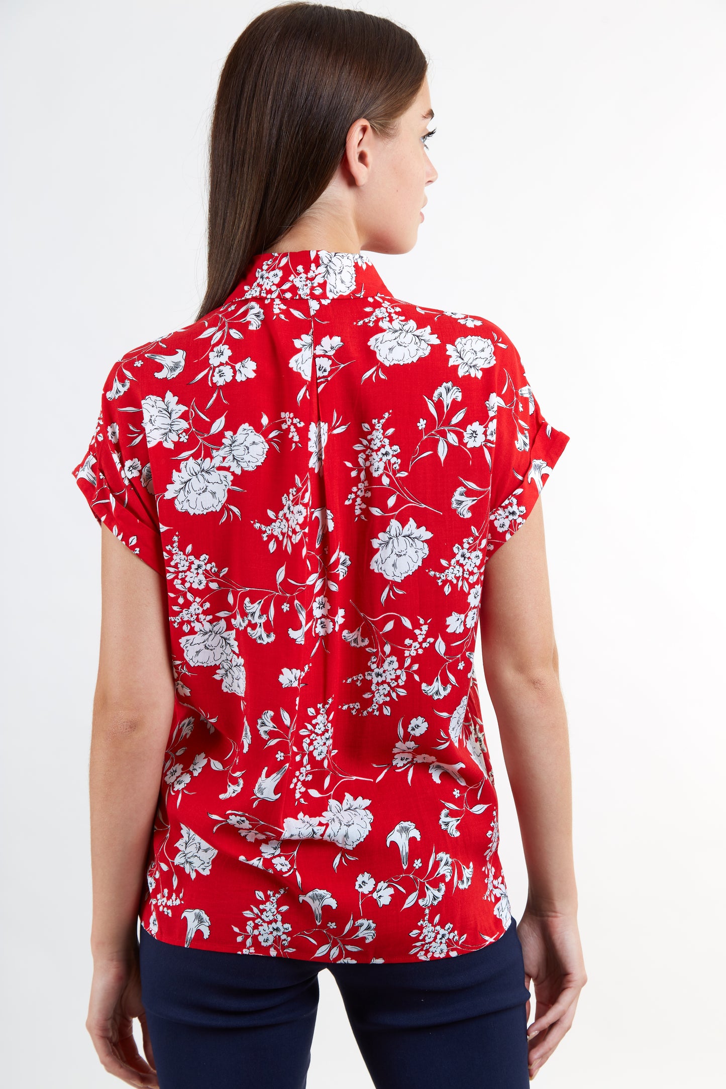 Louche Abinaya Carnation Print Short Sleeve Shirt Red