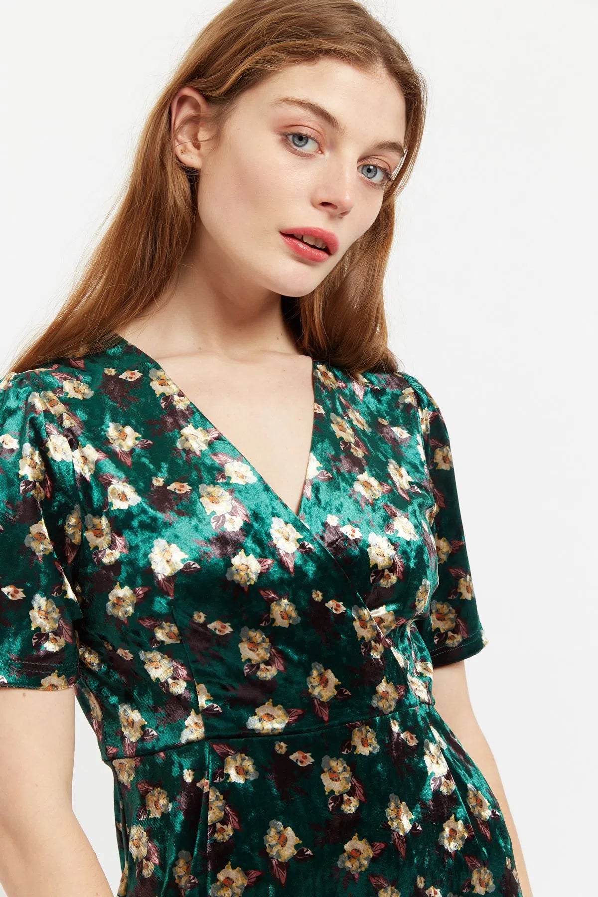 Avi Paint Brush Print Velvet Midi Dress