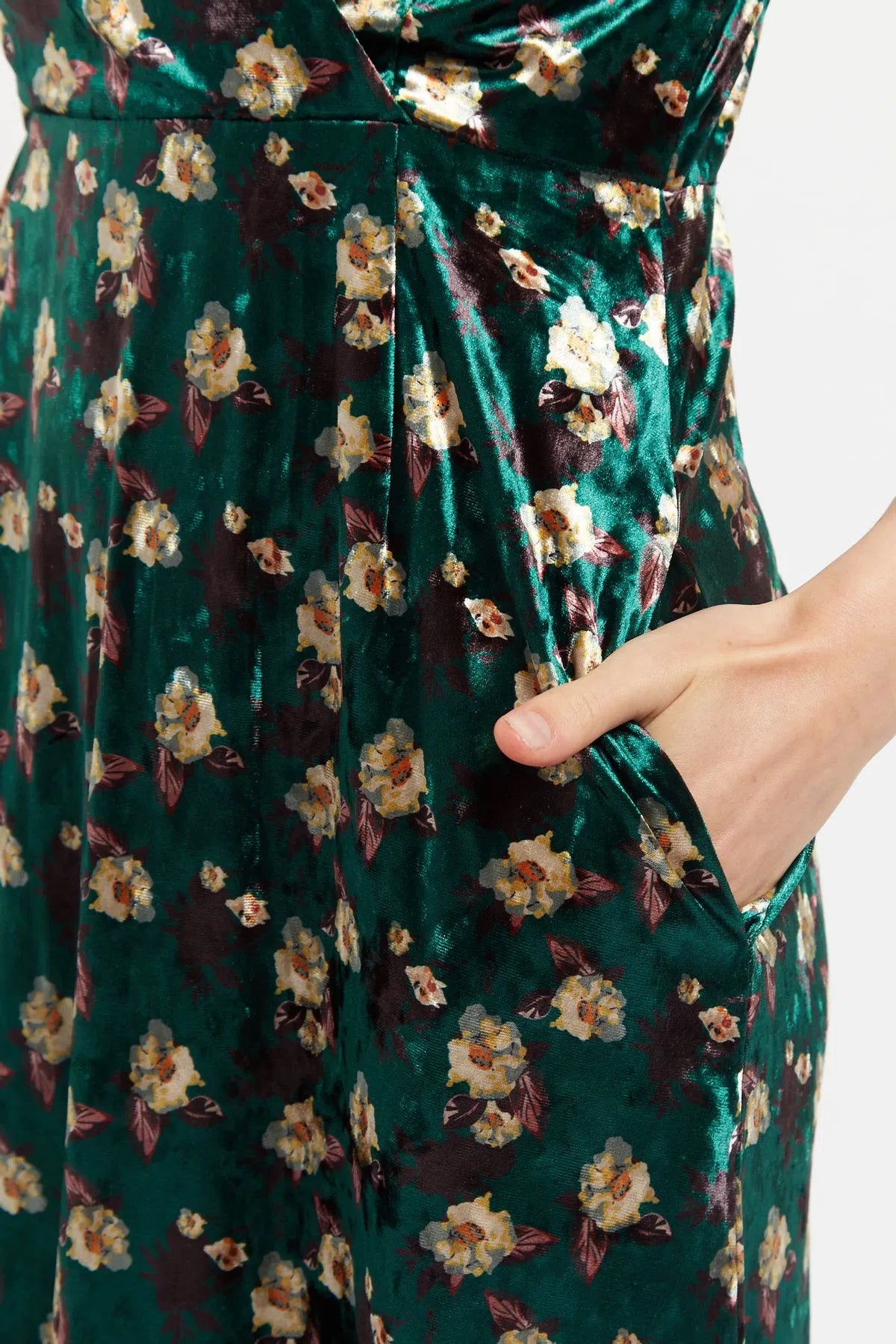 Avi Paint Brush Print Velvet Midi Dress