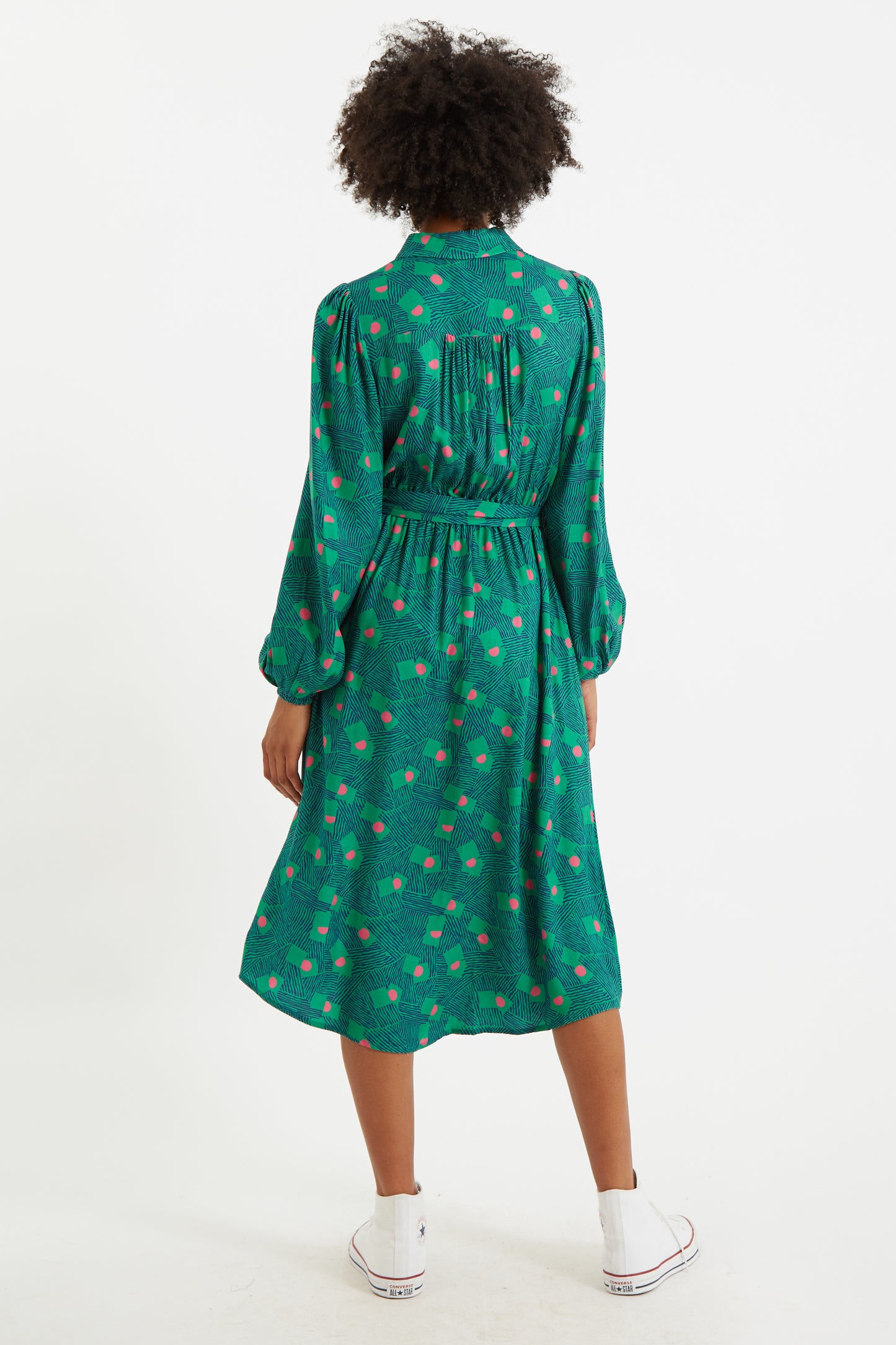 Bron Bauhaus Abstract Print Midi Shirt Dress