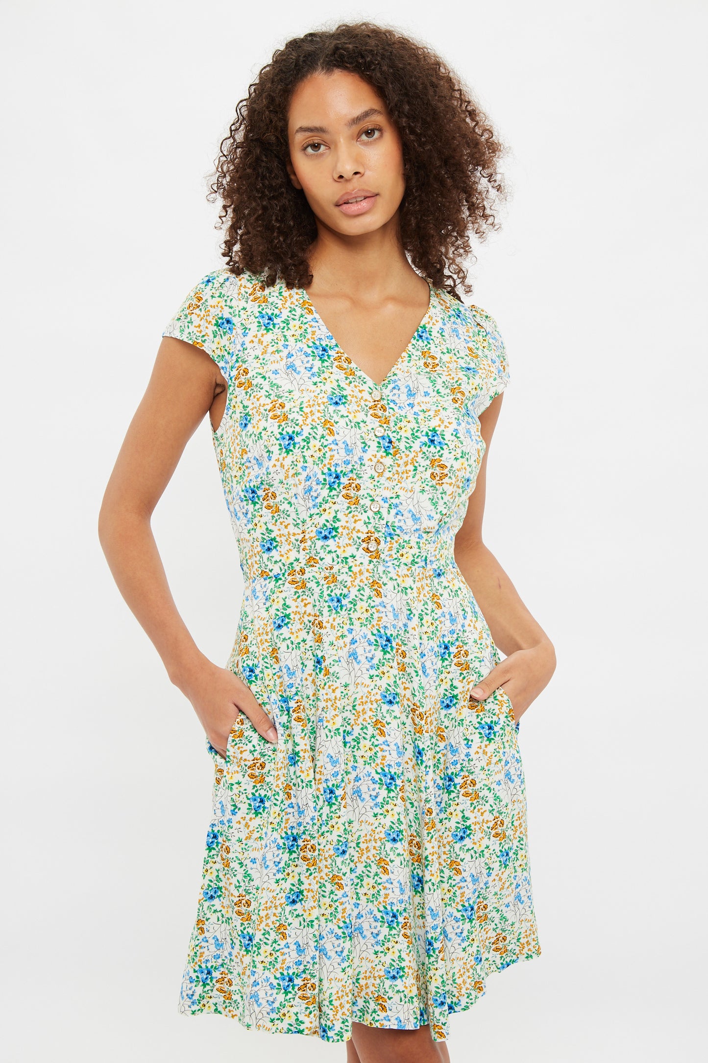 Louche Cathleen Flower Show Printed Mini Tea Dress